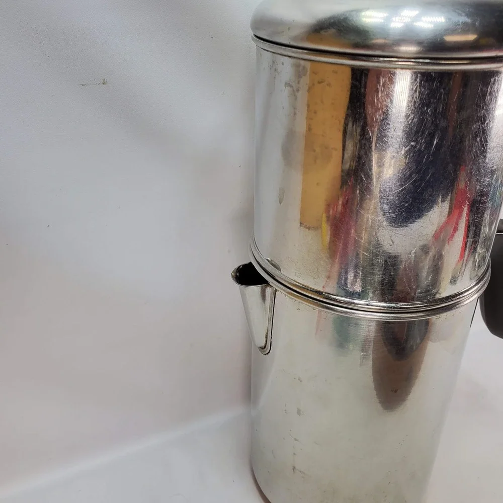 Revere Ware Drip Coffee Maker Silver 8 Cup Copper Clad 1801 Vintage MCM